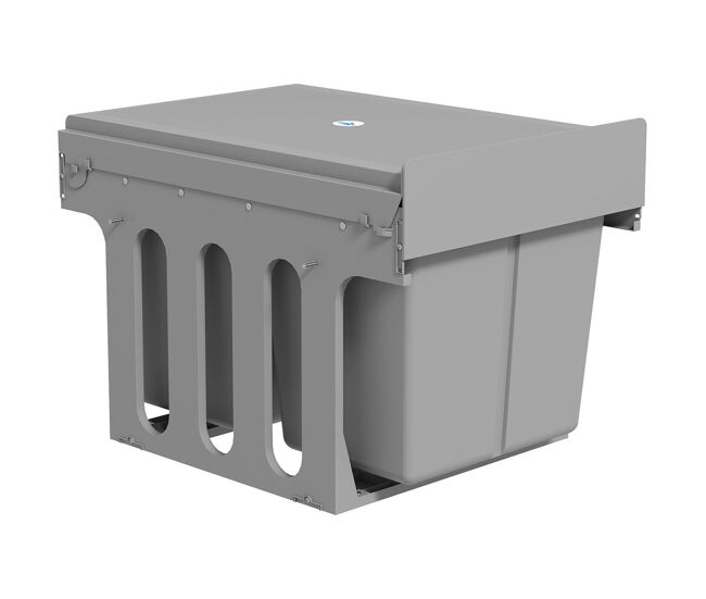 Homcom balde de lixo embutido com 3 recipientes removíveis capacidade total 31l (15l+8lx2) fixação inferior para reciclagem e resíduos 48x34,3x35,1 cm