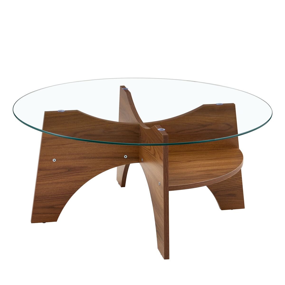 Mesa auxiliar redonda 80 cm - design multifuncional, estrutura em mdf estilo nogal - nogal