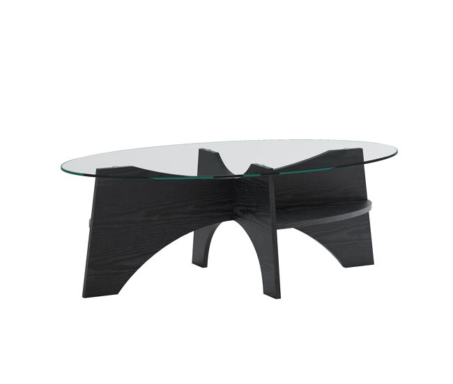 Mesa auxiliar oval 105x60 cm - design multifuncional, estrutura em mdf preto - preto