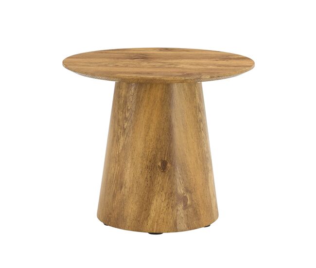 Mesa de centro redonda 50x48 cm - mdf com acabamento em madeira, ideal para sala de estar e varanda - natural