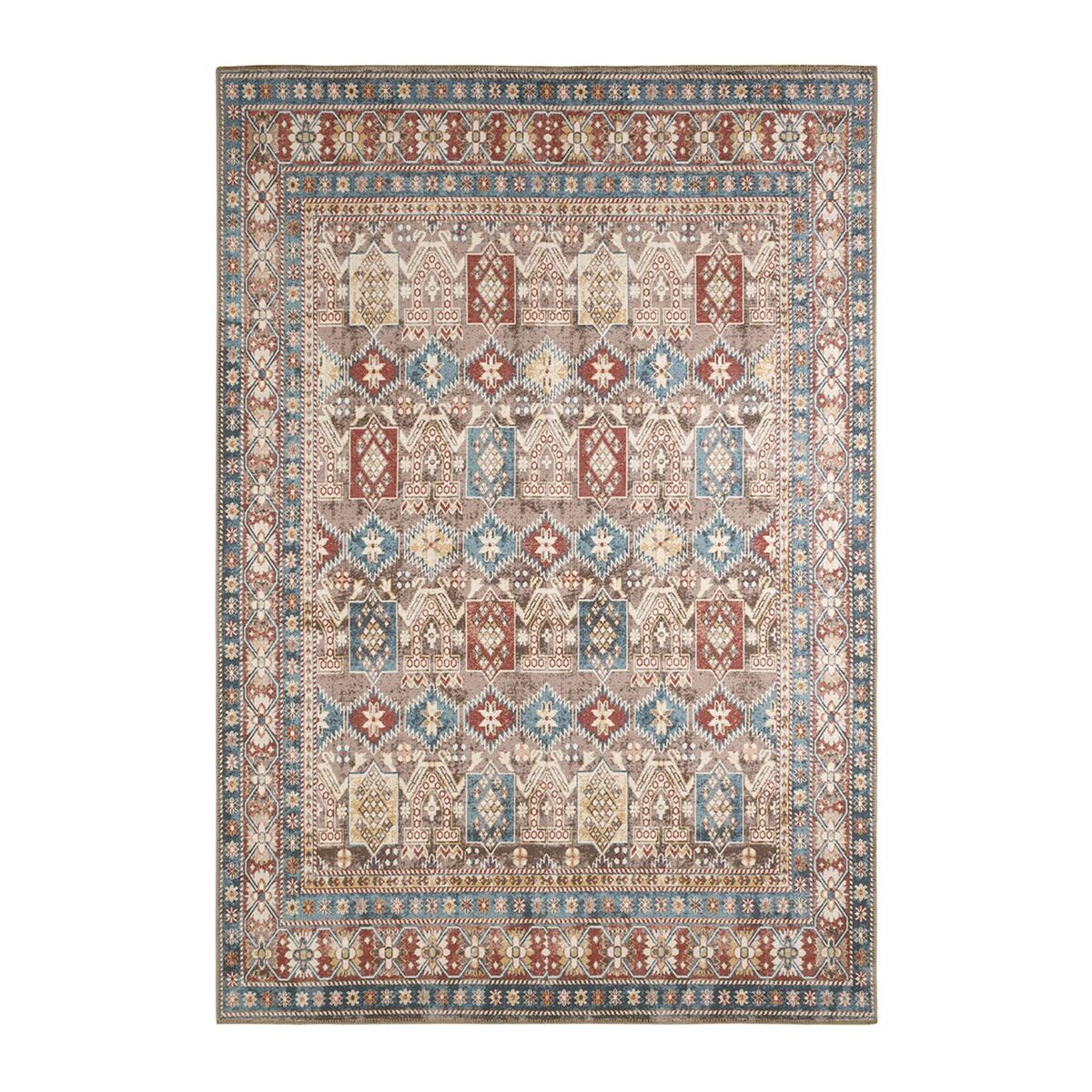 Tapete interior com padrão oriental multicolorido, tomo, 230x160x0.5 cm