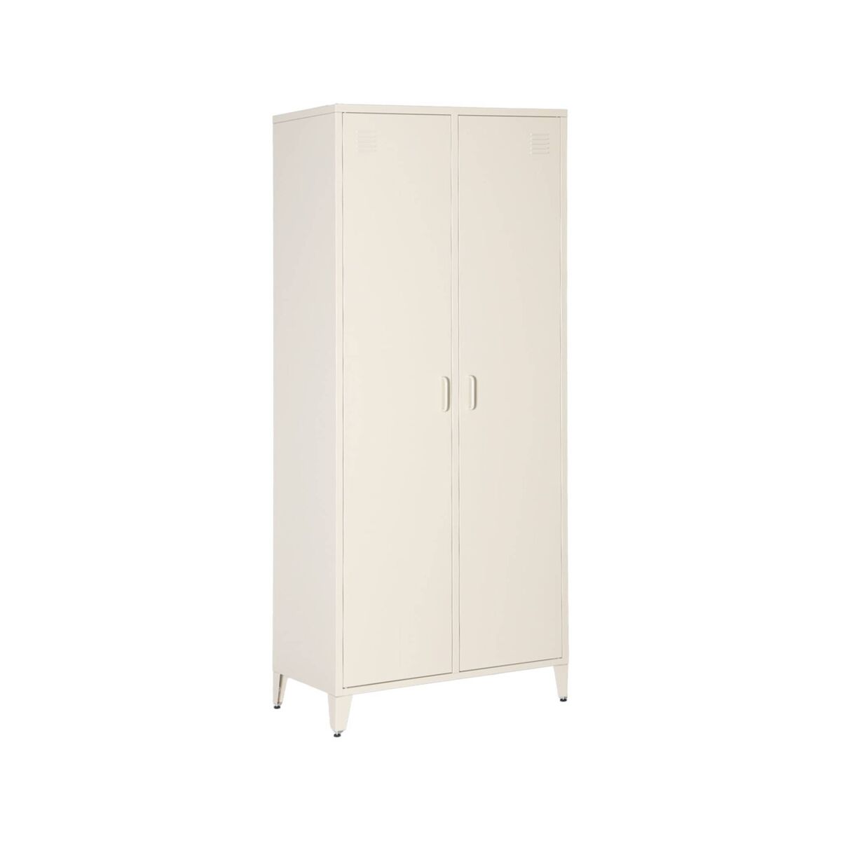 Guarda-roupa industrial em metal com 2 portas, 4 prateleiras, 1 cabideiro, soho, beige, 48x80x181 cm