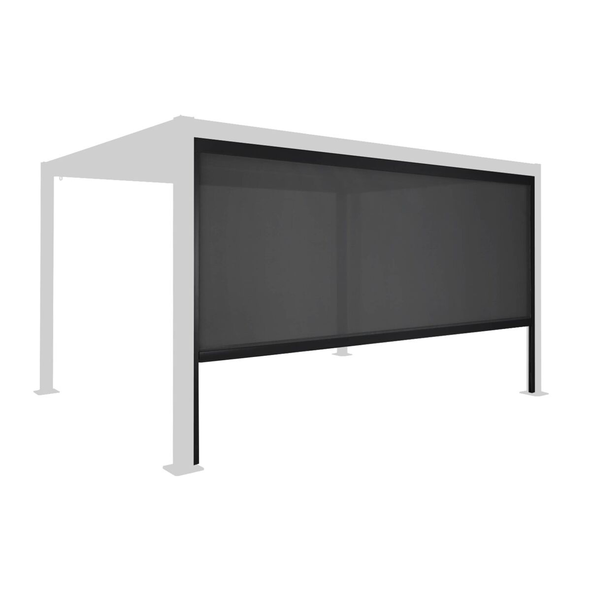 Estore lateral de enrolar em alumínio e textilene para pérgola bioclimática, 4m, palace estore de 4m, 371.7x10x209 cm