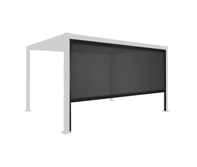 Estore lateral de enrolar em alumínio e textilene para pérgola bioclimática, 4m, palace estore de 4m, 371.7x10x209 cm