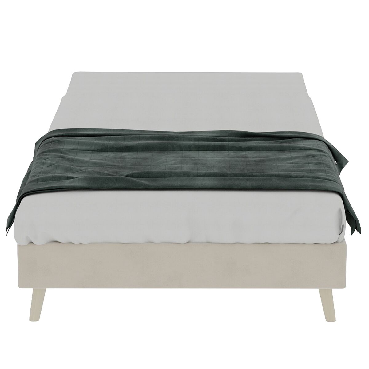 Cama moderna 90x200 cm - base baixa em veludo estilo minimalista - bege