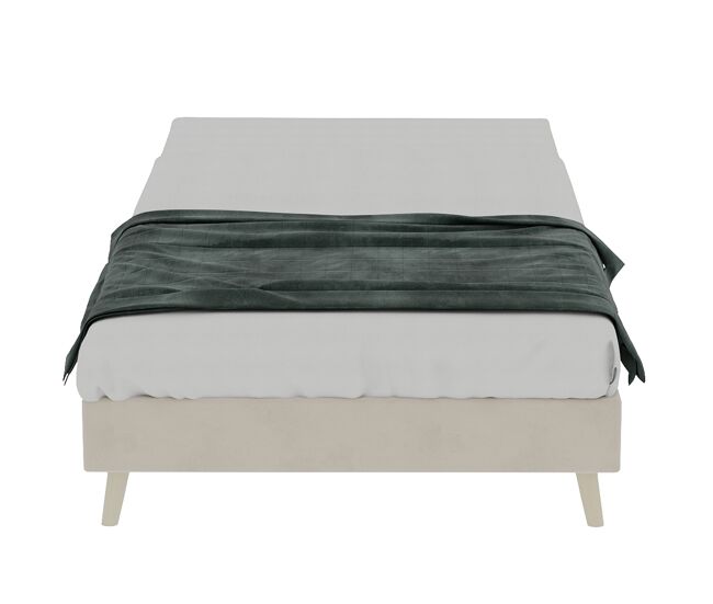 Cama moderna 90x200 cm - base baixa em veludo estilo minimalista - bege