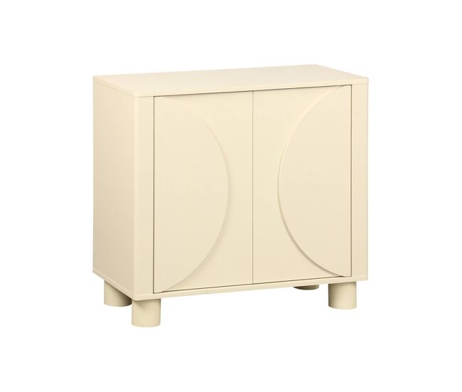 Aparador com efeito madeira mel de 2 portas, 80cm bege - 40x30x57 cm