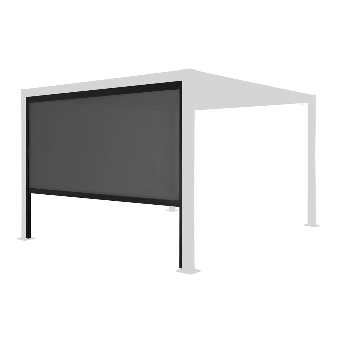 Estore lateral de enrolar em alumínio e textilene para pérgola bioclimática, 3m, palace estore de 3m, preto, 291x209x209 cm