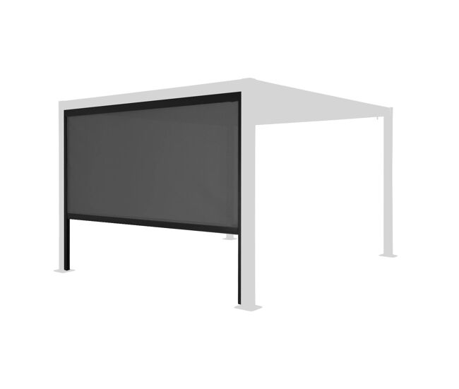 Estore lateral de enrolar em alumínio e textilene para pérgola bioclimática, 3m, palace estore de 3m, preto, 291x209x209 cm