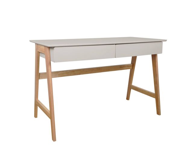 Mesa de escritório decorada em madeira com 2 gavetas, 120cm, tommy, natural, 120x55x76 cm