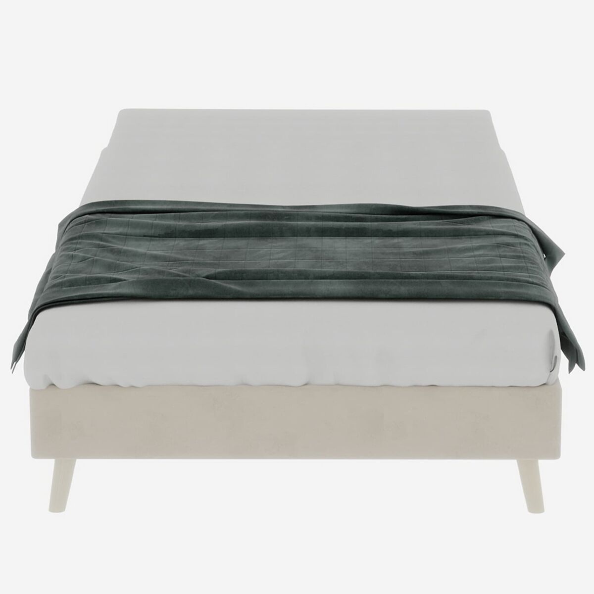 Cama minimalista moderna 90x200 - base baixa, estilo moderno - bege
