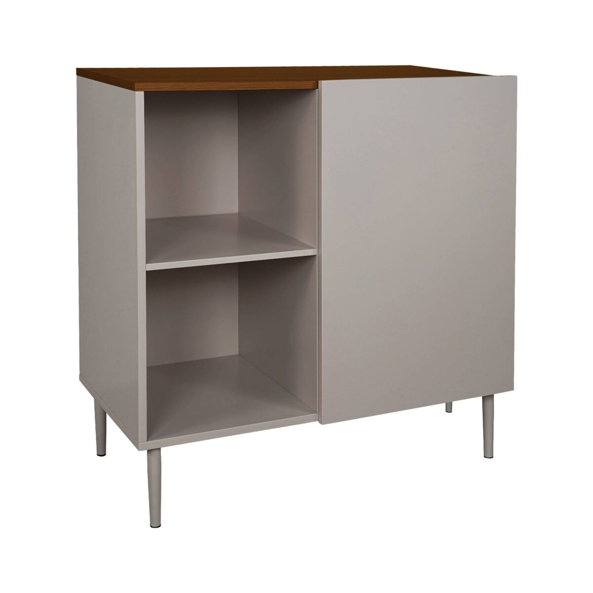 Aparador , armário de armazenamento em metal e decoração em madeira 1 porta, 80cm cinza - 80x40x81 cm