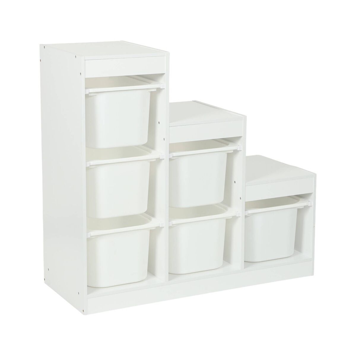 Móvel de armazenamento infantil escada 6 caixas de armazenamento branco - 96x38.5x90 cm