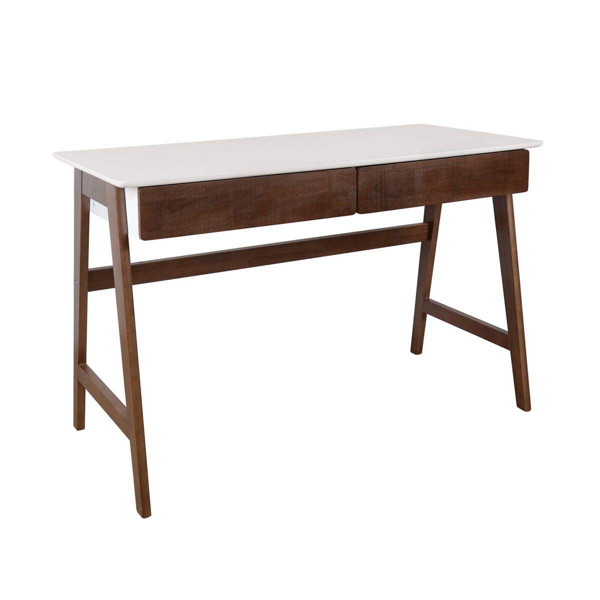 Mesa de escritório decorada em madeira com 2 gavetas, 120cm, tommy, madeira de nogueira, 120x55x76 cm