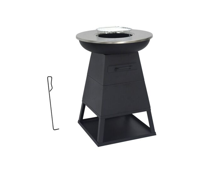 Churrasqueira a carvão com espaço de arrumação, ø59 cm preto - 59x59x83.2 cm