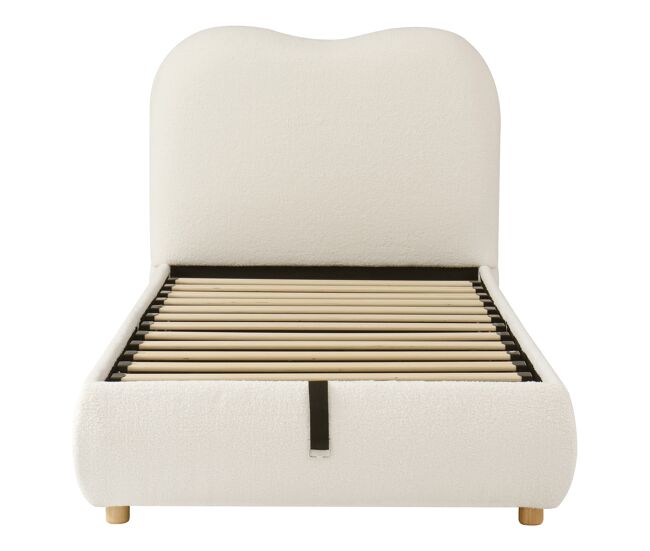 Cama individual 90x200 cm - funcional com arrumação e cabeceira estofada - bege