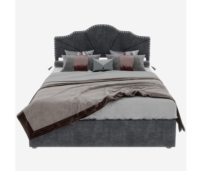 Cama moderna 140x200 cm - cabeceira acolchoada macia, canapé alto com pistão - gris