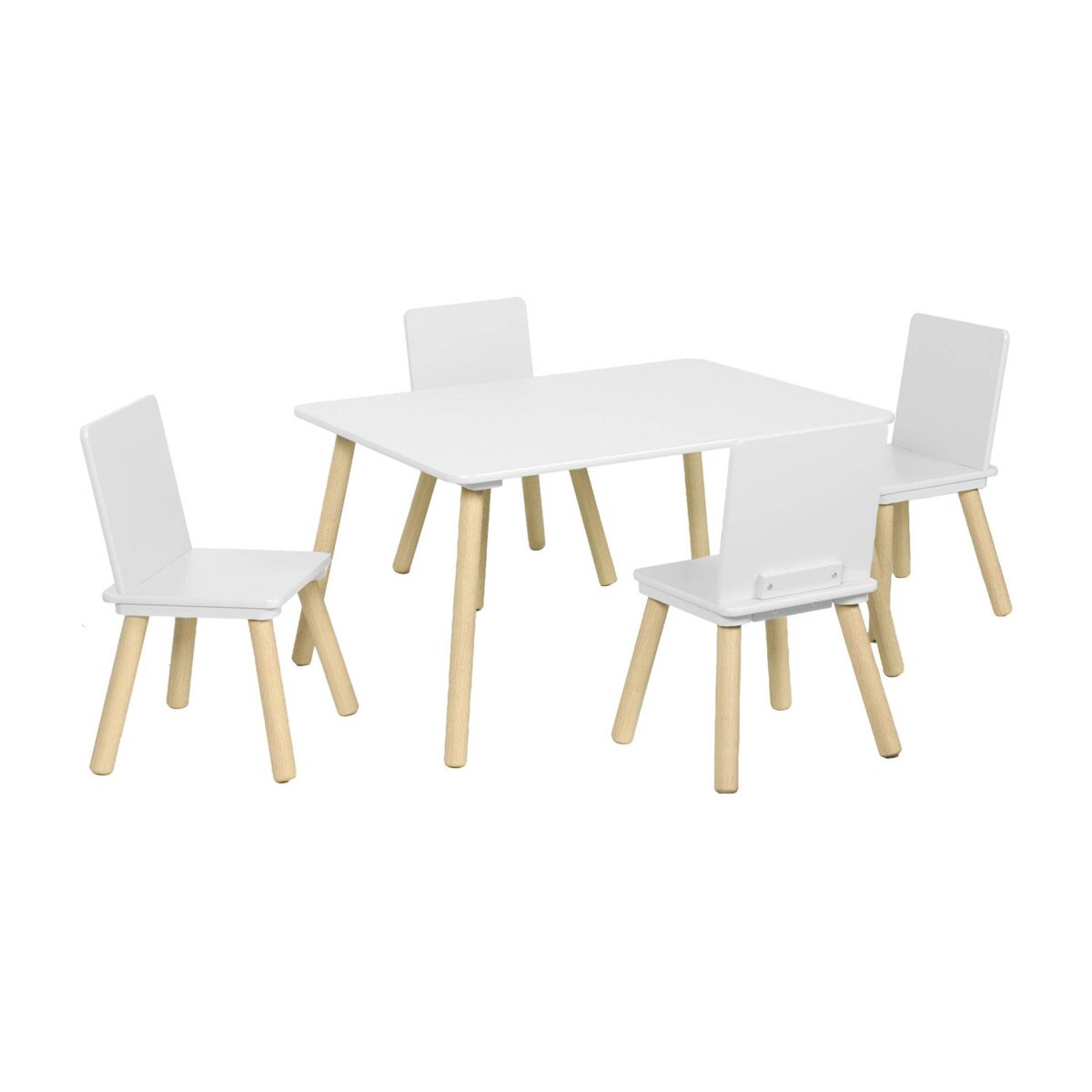 Mesa retangular infantil madeira de pinho 4 cadeiras - Judith 80x60