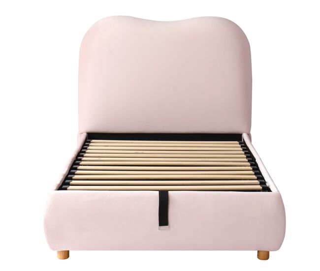 Cama individual 90x200 - canapé hidráulico com cabeceira estofada - rosa