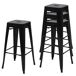 Conjunto de 4 banquetas de bar empilháveis de metal Conjunto de 4 banquetas de bar empilháveis de metal Preto
