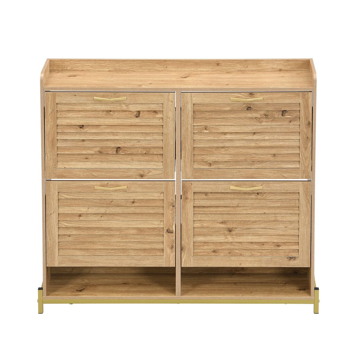 Sapateira 108,5x24x100 cm - 4 portas, estrutura metálica, organizador de sapatos - madeira