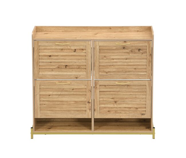 Sapateira 108,5x24x100 cm - 4 portas, estrutura metálica, organizador de sapatos - madeira