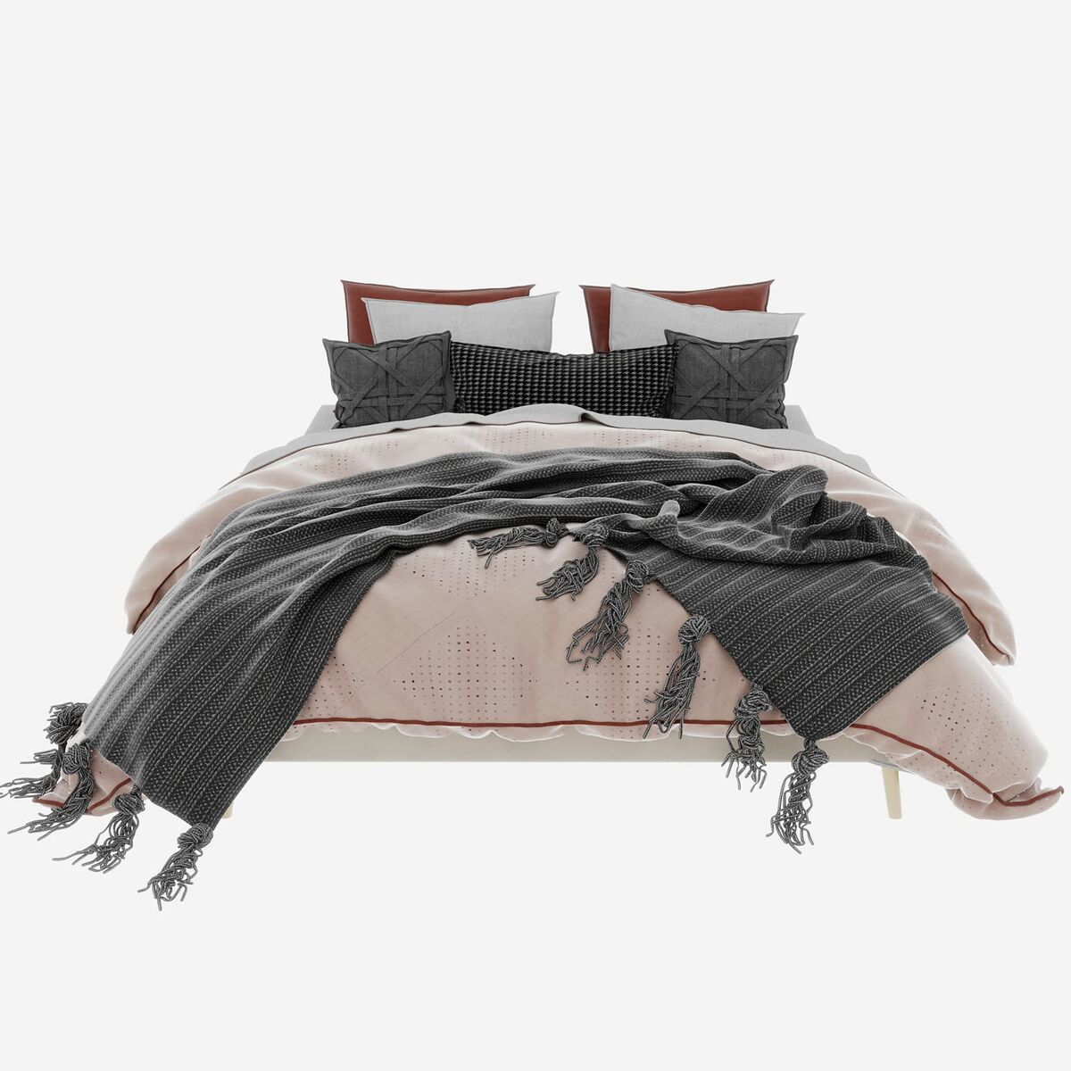 Cama minimalista 160x200 - base baixa, estilo moderno, veludo holandês - bege