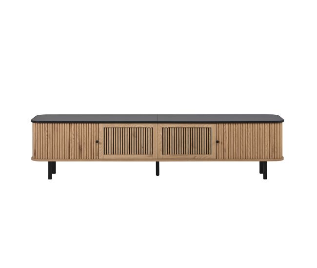 Móvel de tv 190x35x45 cm - duas portas de correr, duas portas de grade, design exclusivo - carvalho