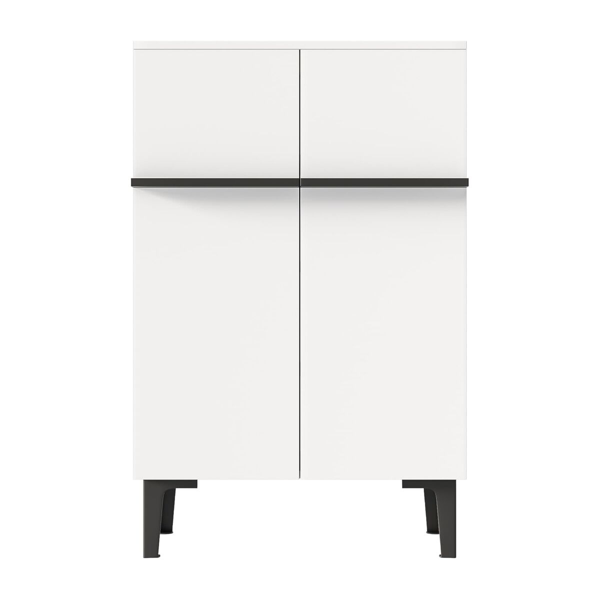 Sapateira 95x60x35 cm - porta dupla, grande capacidade, prateleiras ajustáveis - preto/branco