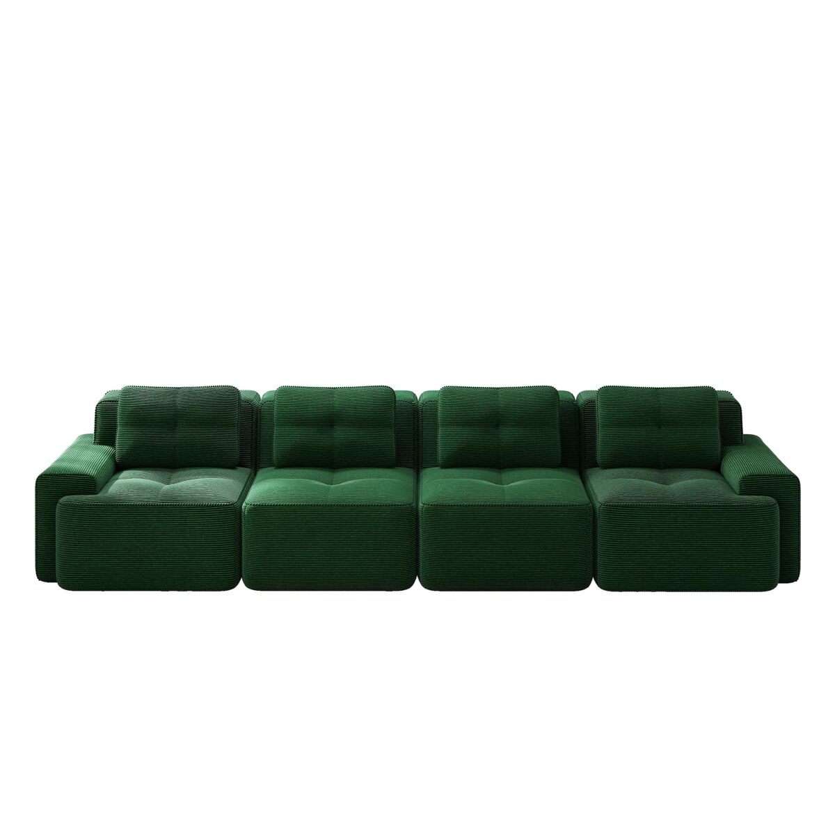 Sofá modular de 4 lugares - couro sintético acolchoado, assento profundo, antiderrapante - verde