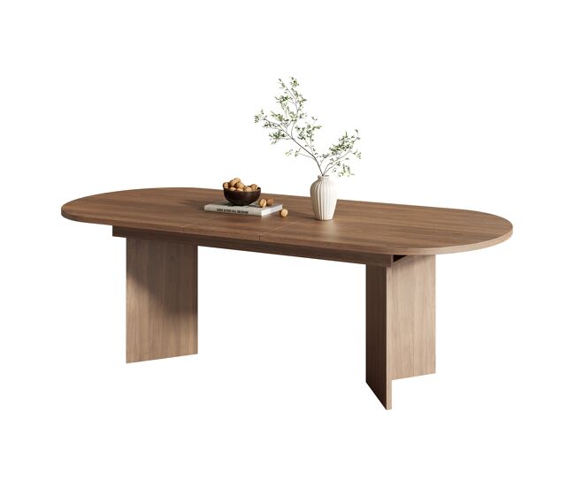 Mesa de jantar extensível 160/200x90 cm - 6-8 pessoas, cantos arredondados, estilo simples - nogueira