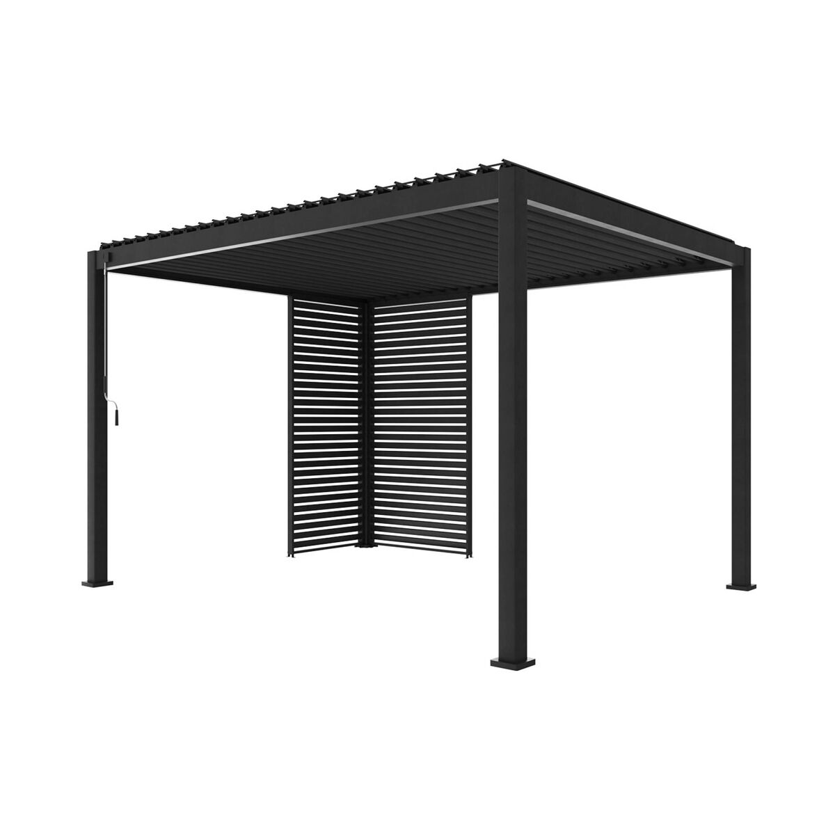 Pérgola bioclimática em alumínio 3x4m com 1 persiana 100cm + 1 persiana 130cm, triomphe 3x4m + accesórios, antracite, 392x301x257 cm