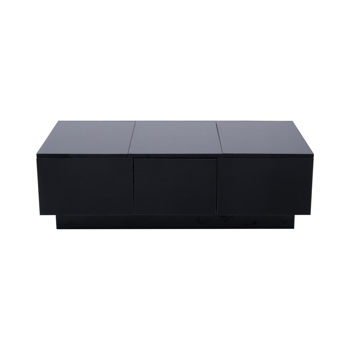 Mesa de centro 100x50 cm - moderna com gavetas e compartimento deslizante - preto brilhante