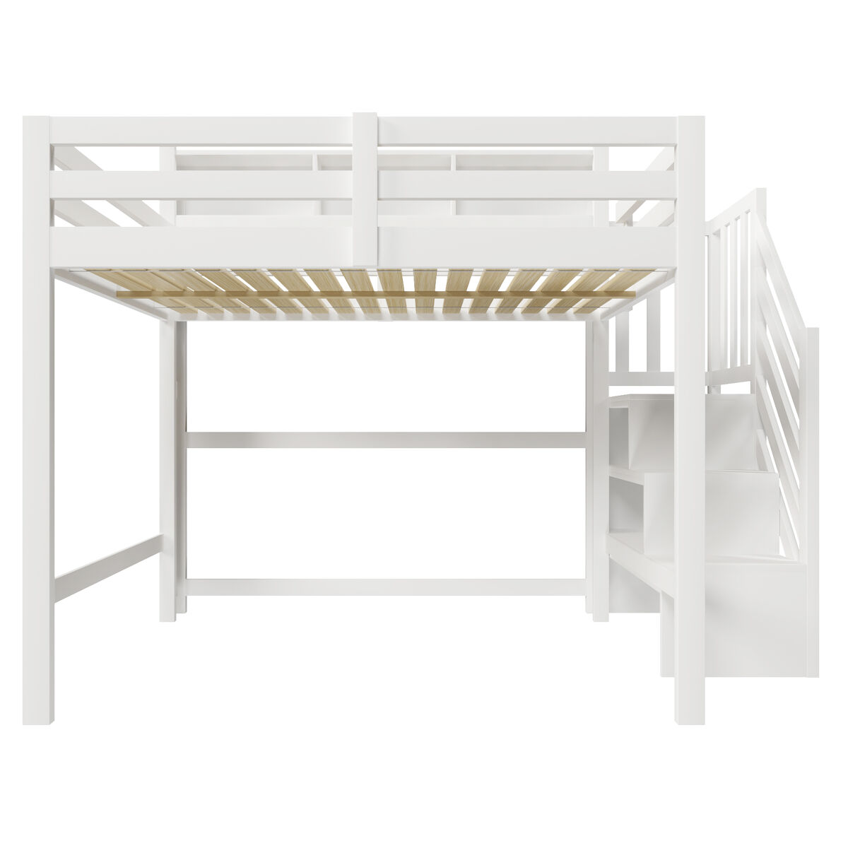 Beliche 140x200 cm - com luzes led, grande espaço de armazenamento, escada com prateleira, sem colchão - branco