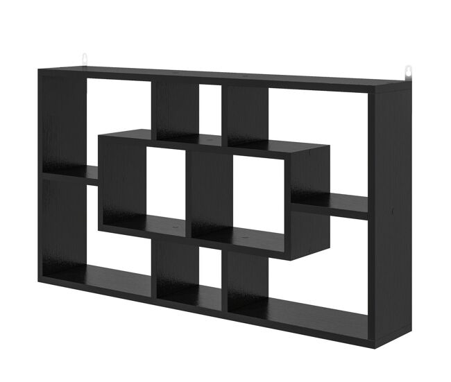Homcom estante de parede decorativa, estante para livros cds prateleiras flutuantes com 8 cubos 85x14,5x47,5 cm suporta 20kg para escritório estudo