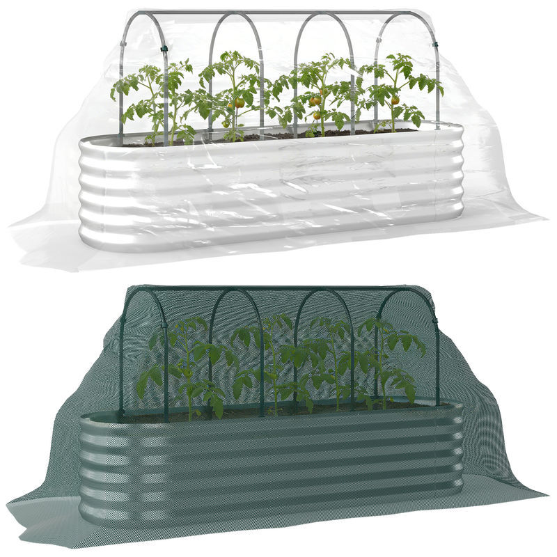 Caixa de Plantio Aço Galvanizado, PE Outsunny