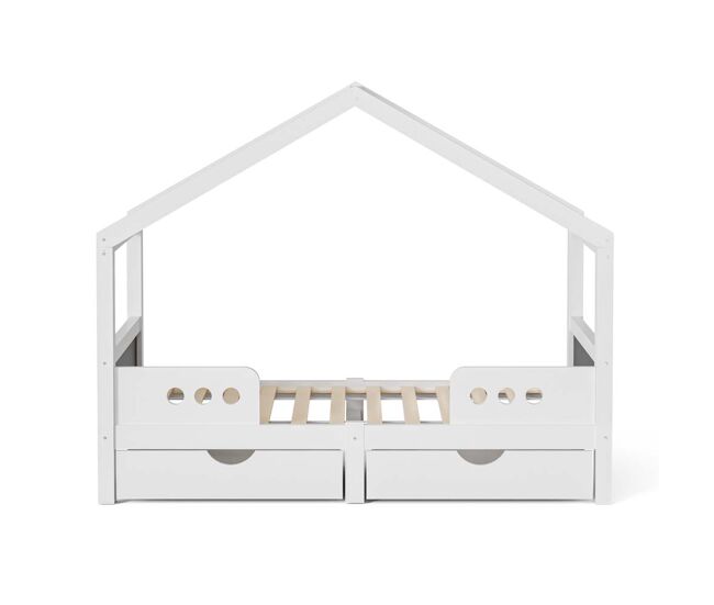 Cama infantil 90x200 cm - design com teto, 2 gavetas grandes, estrutura em madeira e mdf, até 120 kg, pintura uv