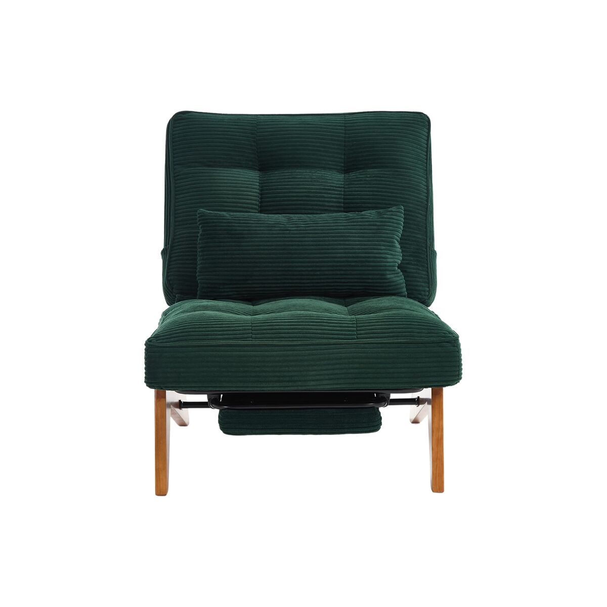 Poltrona lounge ajustável tamanho compacto - sem encosto com apoio para os pés e almofada lombar - verde esmeralda