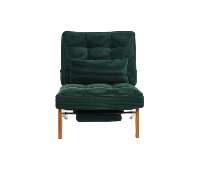 Poltrona lounge ajustável tamanho compacto - sem encosto com apoio para os pés e almofada lombar - verde esmeralda