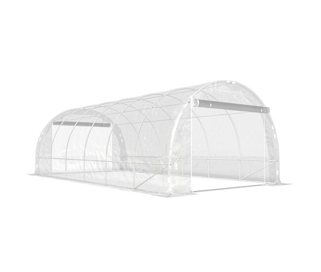 Outsunny estufa tipo túnel 296x597x199 cm estufa de exterior com 2 portas enroláveis estrutura de aço galvanizado e cobertura em pe 150g/m² anti-uv