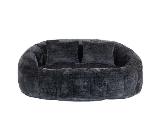 Sofá puff - assento confortável e resistente, encosto alto, interior e exterior - preto