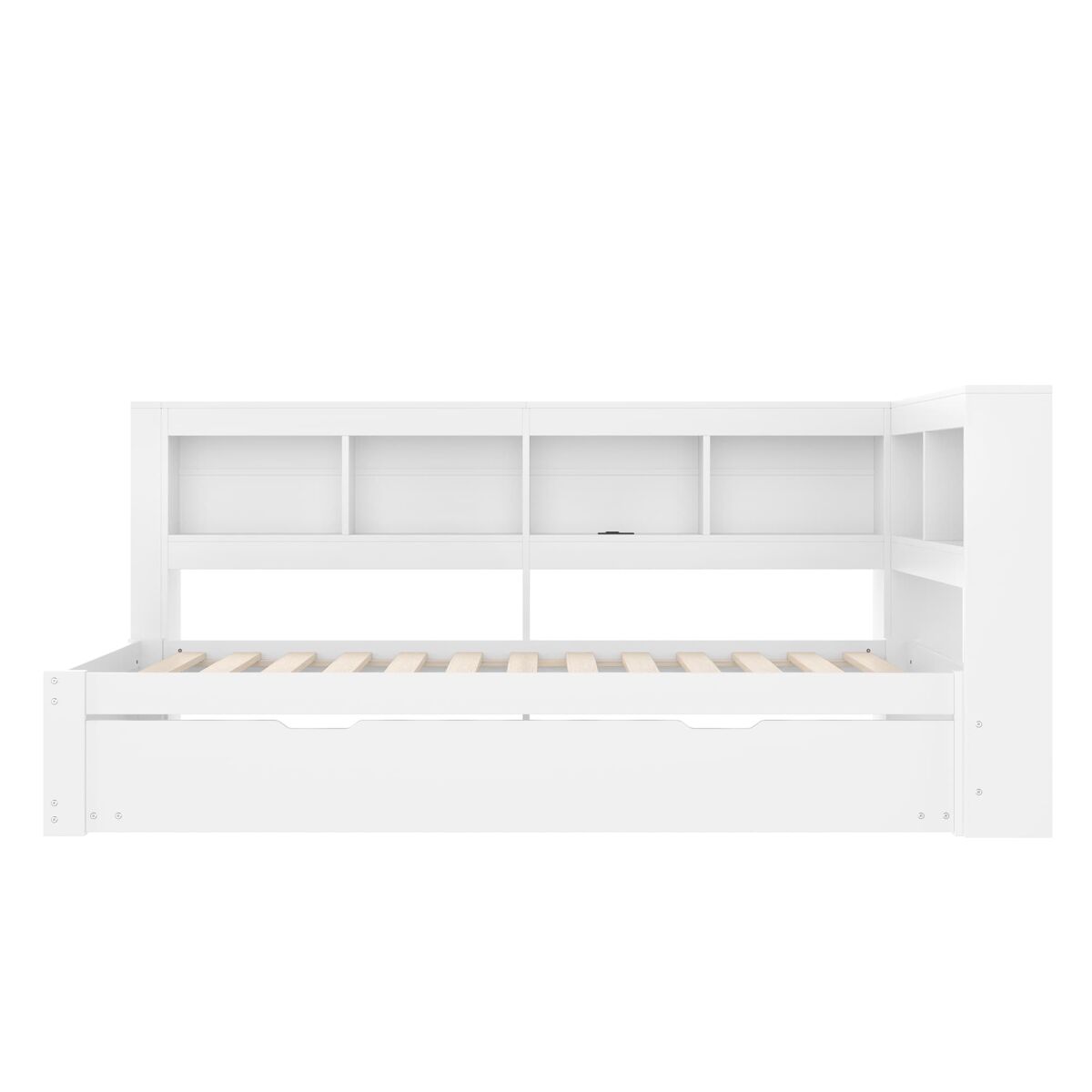Sofá-cama, 90 x 200 cm - com cama extraível, 2 portas usb, com estrado - branco