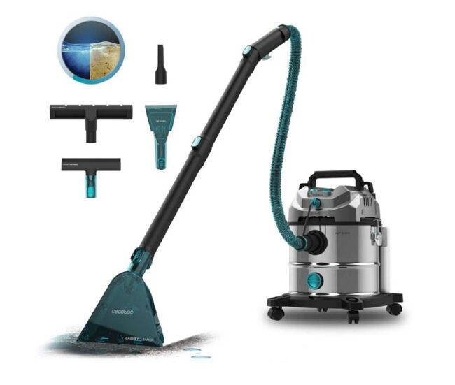 Cecotec aspirateur de sólidos, líquidos, estofos e tapetes filaire conga carpetclean 20000 pro ultra. 1600w, 21kpa