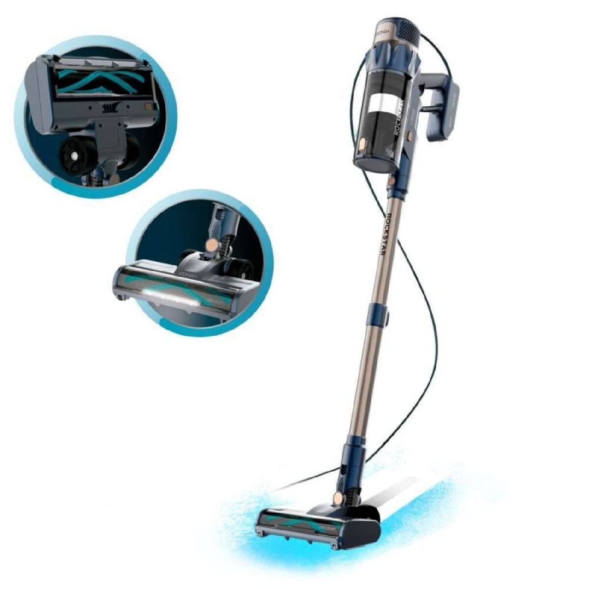 Aspirador vertical com fio cecotec conga rockstar 800 powerhead titan. 500w, potência de sucção de 15kpa, depósito de 700ml