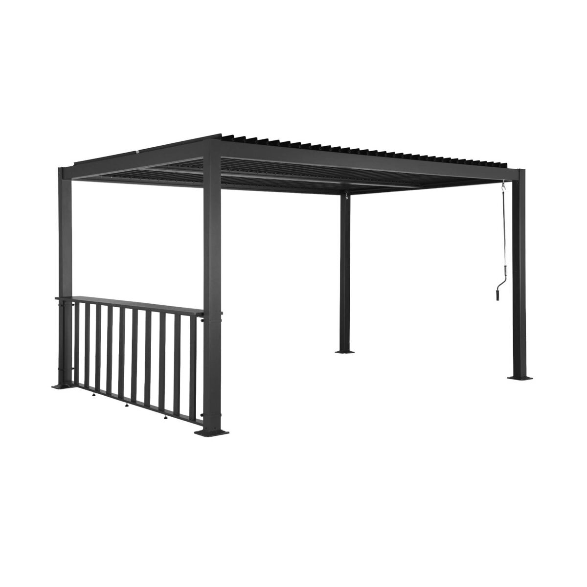 Pérgola  bioclimática de alumínio e aço 3x3m + barra 3m  antracite - 292x292x232 cm