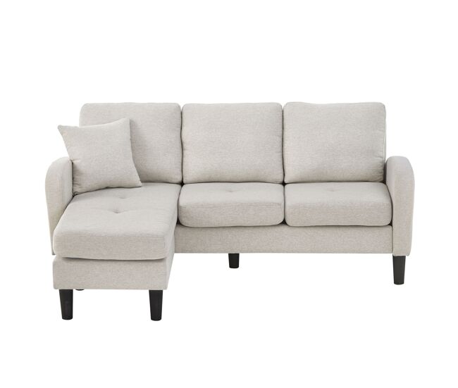 Sofá de canto em l 3 lugares 166x118x77 cm - modular com chaise longue - cinza claro