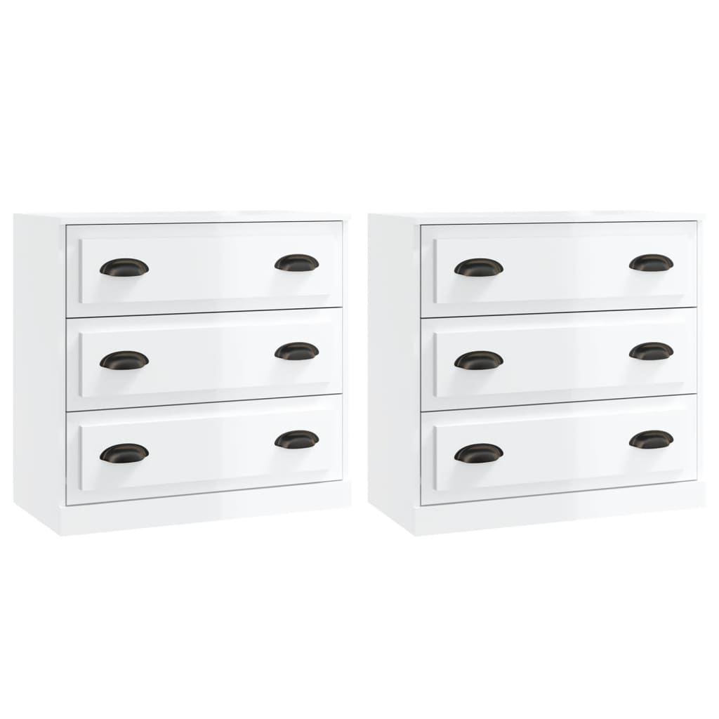 Aparadores - bufetes - móveis de apoio 2 pcs derivados de madeira branco brilhante pt5113