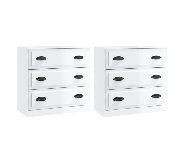 Aparadores - bufetes - móveis de apoio 2 pcs derivados de madeira branco brilhante pt5113