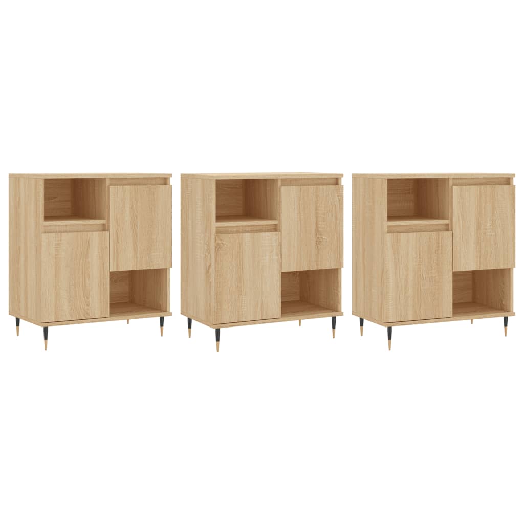Aparadores - bufetes - móveis de apoio 3 pcs derivados de madeira cor carvalho sonoma pt5295