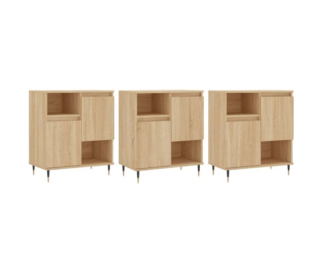 Aparadores - bufetes - móveis de apoio 3 pcs derivados de madeira cor carvalho sonoma pt5295